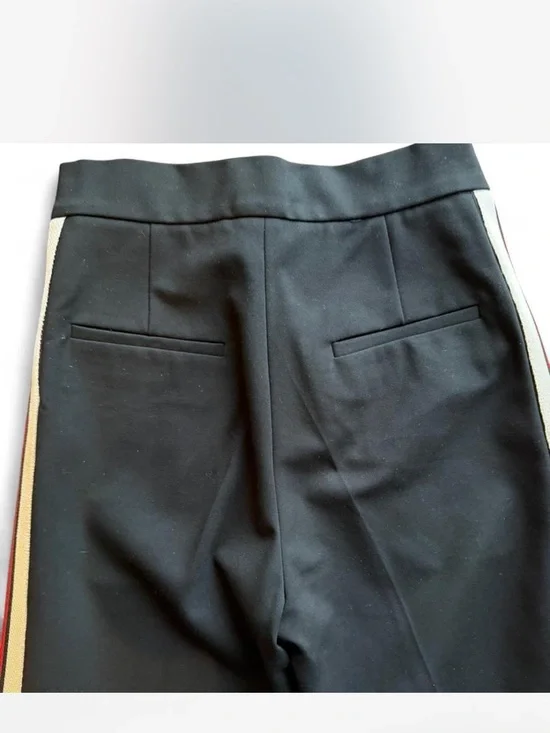 Sandro Paris Black Track-Style Trousers with Red & White Side Stripe - Picture 7 of 7